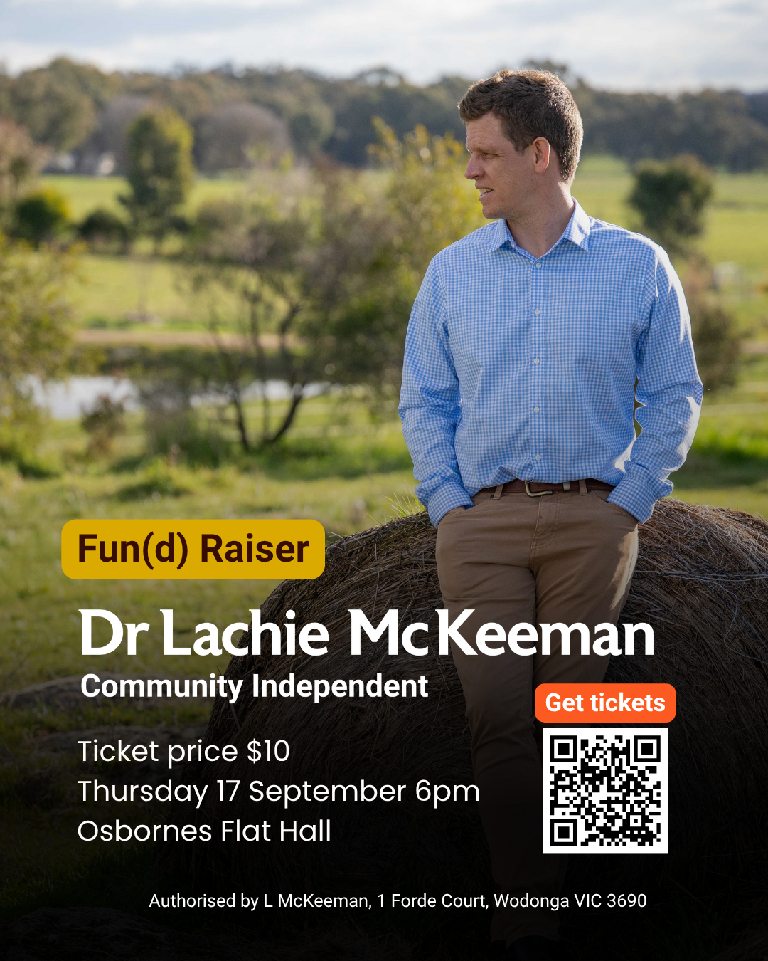 Fun(d) Raiser — Dr Lachie McKeeman, Independent Candidate for Benambra poster